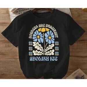 PROTEST Black “Abolish ICE” Human Rights Borders Tee Shirt